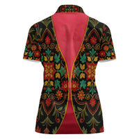 Azerbaijan Folk Floral Women Polo Shirt with Traditional Carpet-Inspired Pattern