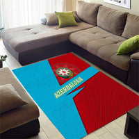 Azerbaijan National Emblem Area Rug with Modern Flag Color Block Design - Wonder Print Shop