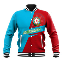Azerbaijan National Emblem Baseball Jacket with Modern Flag Color Block Design - Wonder Print Shop