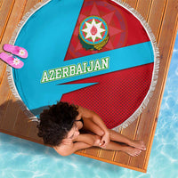 Azerbaijan National Emblem Beach Blanket with Modern Flag Color Block Design - Wonder Print Shop