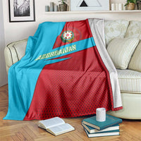 Azerbaijan National Emblem Blanket with Modern Flag Color Block Design - Wonder Print Shop