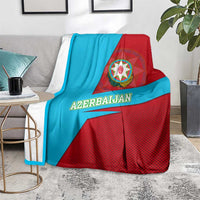 Azerbaijan National Emblem Blanket with Modern Flag Color Block Design - Wonder Print Shop