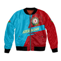 Azerbaijan National Emblem Bomber Jacket with Modern Flag Color Block Design - Wonder Print Shop