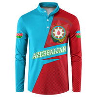 Azerbaijan National Emblem Button Sweatshirt with Modern Flag Color Block Design - Wonder Print Shop