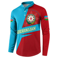 Azerbaijan National Emblem Button Sweatshirt with Modern Flag Color Block Design - Wonder Print Shop