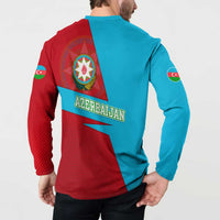 Azerbaijan National Emblem Button Sweatshirt with Modern Flag Color Block Design - Wonder Print Shop