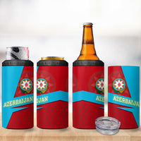 Azerbaijan National Emblem 4 in 1 Can Cooler Tumbler with Modern Flag Color Block Design - Wonder Print Shop