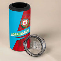 Azerbaijan National Emblem 4 in 1 Can Cooler Tumbler with Modern Flag Color Block Design - Wonder Print Shop