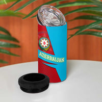 Azerbaijan National Emblem 4 in 1 Can Cooler Tumbler with Modern Flag Color Block Design - Wonder Print Shop