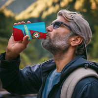 Azerbaijan National Emblem 4 in 1 Can Cooler Tumbler with Modern Flag Color Block Design - Wonder Print Shop