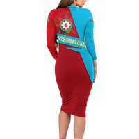 Azerbaijan National Emblem Family Matching Long Sleeve Bodycon Dress and Hawaiian Shirt with Modern Flag Color Block Design - Wonder Print Shop