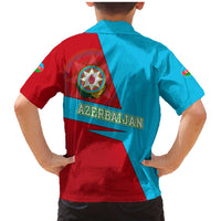 Azerbaijan National Emblem Family Matching Mermaid Dress and Hawaiian Shirt with Modern Flag Color Block Design - Wonder Print Shop