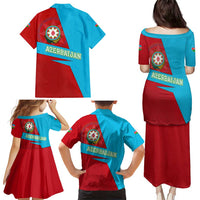 Azerbaijan National Emblem Family Matching Puletasi and Hawaiian Shirt with Modern Flag Color Block Design - Wonder Print Shop