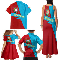 Azerbaijan National Emblem Family Matching Tank Maxi Dress and Hawaiian Shirt with Modern Flag Color Block Design - Wonder Print Shop