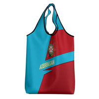 Azerbaijan National Emblem Grocery Bag with Modern Flag Color Block Design - Wonder Print Shop