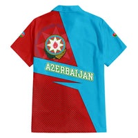 Azerbaijan National Emblem Hawaiian Shirt with Modern Flag Color Block Design - Wonder Print Shop