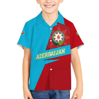 Azerbaijan National Emblem Hawaiian Shirt with Modern Flag Color Block Design - Wonder Print Shop