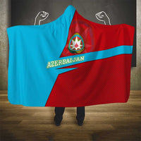 Azerbaijan National Emblem Hooded Blanket with Modern Flag Color Block Design - Wonder Print Shop