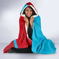 Azerbaijan National Emblem Hooded Blanket with Modern Flag Color Block Design - Wonder Print Shop