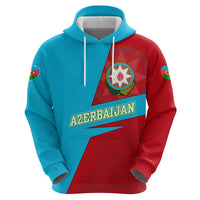 Azerbaijan National Emblem Hoodie with Modern Flag Color Block Design - Wonder Print Shop