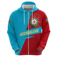 Azerbaijan National Emblem Hoodie with Modern Flag Color Block Design - Wonder Print Shop