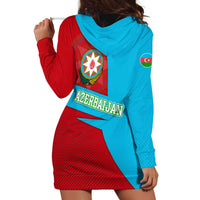 Azerbaijan National Emblem Hoodie Dress with Modern Flag Color Block Design - Wonder Print Shop