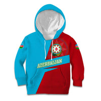 Azerbaijan National Emblem Kid Hoodie with Modern Flag Color Block Design - Wonder Print Shop