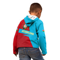 Azerbaijan National Emblem Kid Hoodie with Modern Flag Color Block Design - Wonder Print Shop