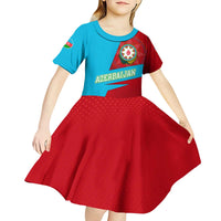 Azerbaijan National Emblem Kid Short Sleeve Dress with Modern Flag Color Block Design - Wonder Print Shop