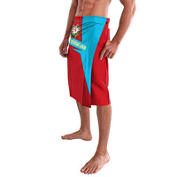 Azerbaijan National Emblem Lavalava with Modern Flag Color Block Design - Wonder Print Shop