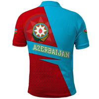 Azerbaijan National Emblem Polo Shirt with Modern Flag Color Block Design - Wonder Print Shop