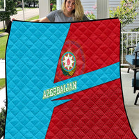 Azerbaijan National Emblem Quilt with Modern Flag Color Block Design - Wonder Print Shop