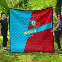 Azerbaijan National Emblem Quilt with Modern Flag Color Block Design - Wonder Print Shop