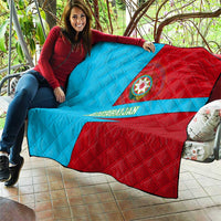 Azerbaijan National Emblem Quilt with Modern Flag Color Block Design - Wonder Print Shop