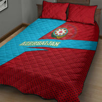 Azerbaijan National Emblem Quilt Bed Set with Modern Flag Color Block Design - Wonder Print Shop