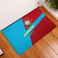Azerbaijan National Emblem Rubber Doormat with Modern Flag Color Block Design - Wonder Print Shop