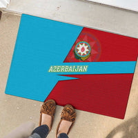 Azerbaijan National Emblem Rubber Doormat with Modern Flag Color Block Design - Wonder Print Shop