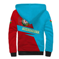 Azerbaijan National Emblem Sherpa Hoodie with Modern Flag Color Block Design - Wonder Print Shop