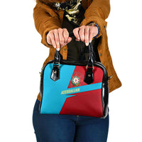 Azerbaijan National Emblem Shoulder Handbag with Modern Flag Color Block Design - Wonder Print Shop
