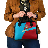 Azerbaijan National Emblem Shoulder Handbag with Modern Flag Color Block Design - Wonder Print Shop