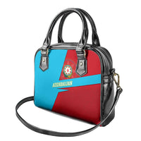 Azerbaijan National Emblem Shoulder Handbag with Modern Flag Color Block Design - Wonder Print Shop