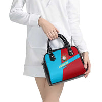 Azerbaijan National Emblem Shoulder Handbag with Modern Flag Color Block Design - Wonder Print Shop