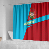 Azerbaijan National Emblem Shower Curtain with Modern Flag Color Block Design - Wonder Print Shop