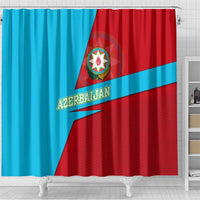 Azerbaijan National Emblem Shower Curtain with Modern Flag Color Block Design - Wonder Print Shop