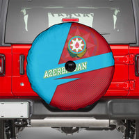 Azerbaijan National Emblem Spare Tire Cover with Modern Flag Color Block Design - Wonder Print Shop