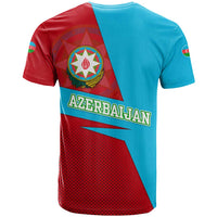Azerbaijan National Emblem T Shirt with Modern Flag Color Block Design - Wonder Print Shop