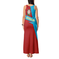 Azerbaijan National Emblem Tank Maxi Dress with Modern Flag Color Block Design - Wonder Print Shop