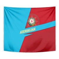 Azerbaijan National Emblem Tapestry with Modern Flag Color Block Design - Wonder Print Shop