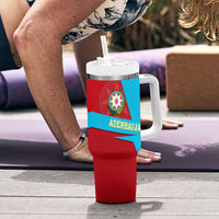 Azerbaijan National Emblem Tumbler With Handle with Modern Flag Color Block Design - Wonder Print Shop