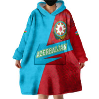 Azerbaijan National Emblem Wearable Blanket Hoodie with Modern Flag Color Block Design - Wonder Print Shop